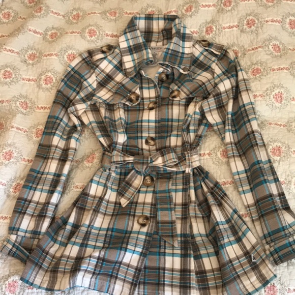 Plaid peacoat-style jacket - Picture 1 of 3